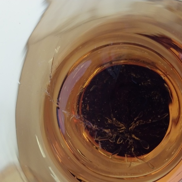 Pair Empoli Italy Amber Diamond Optic Brandy Snifters - Picture 12 of 15